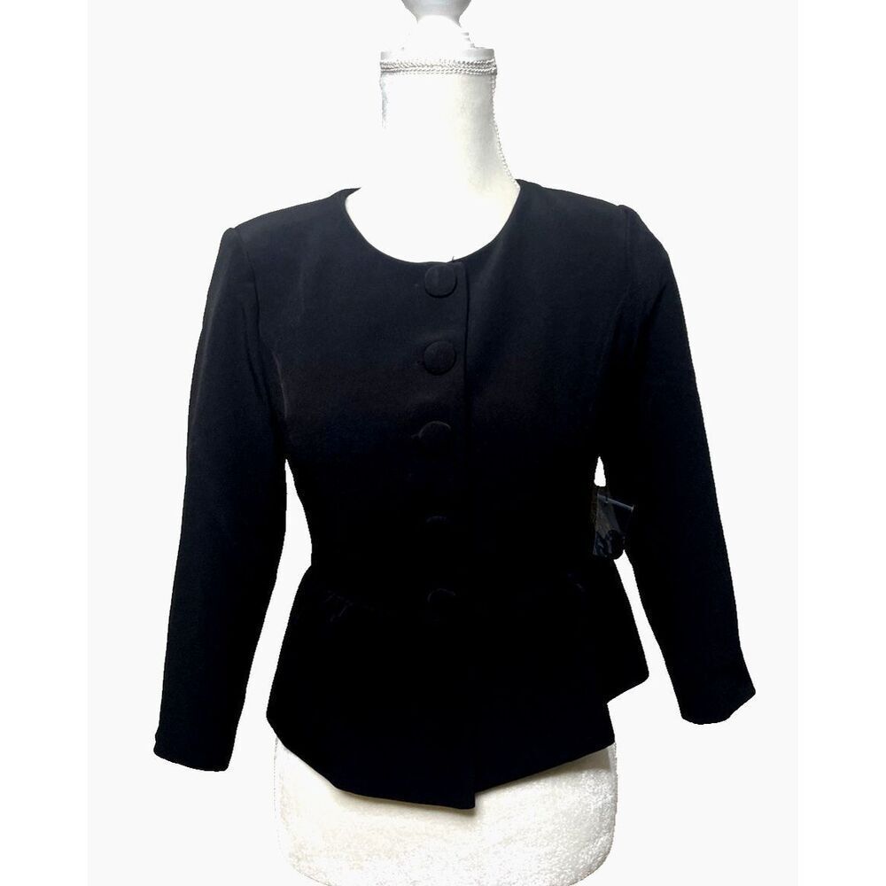 ModCloth Blazer Womens Size XS Black Peplum Crop Short Ruffle NWOT